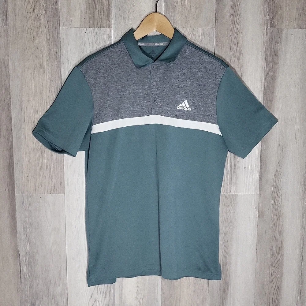 Adidas Mens Medium‎ Novelty Colorblock Jersey Golf Polo Shirt Preppy Sports